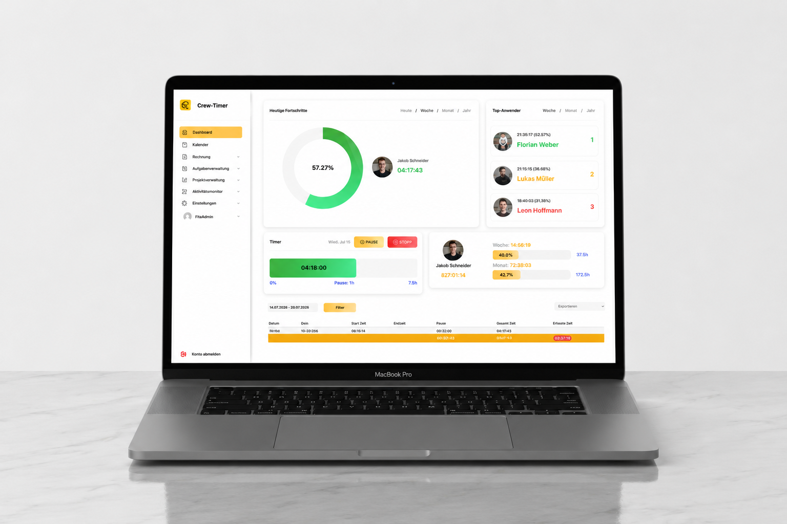 Crew Timer (Live-Zeiterfassung)